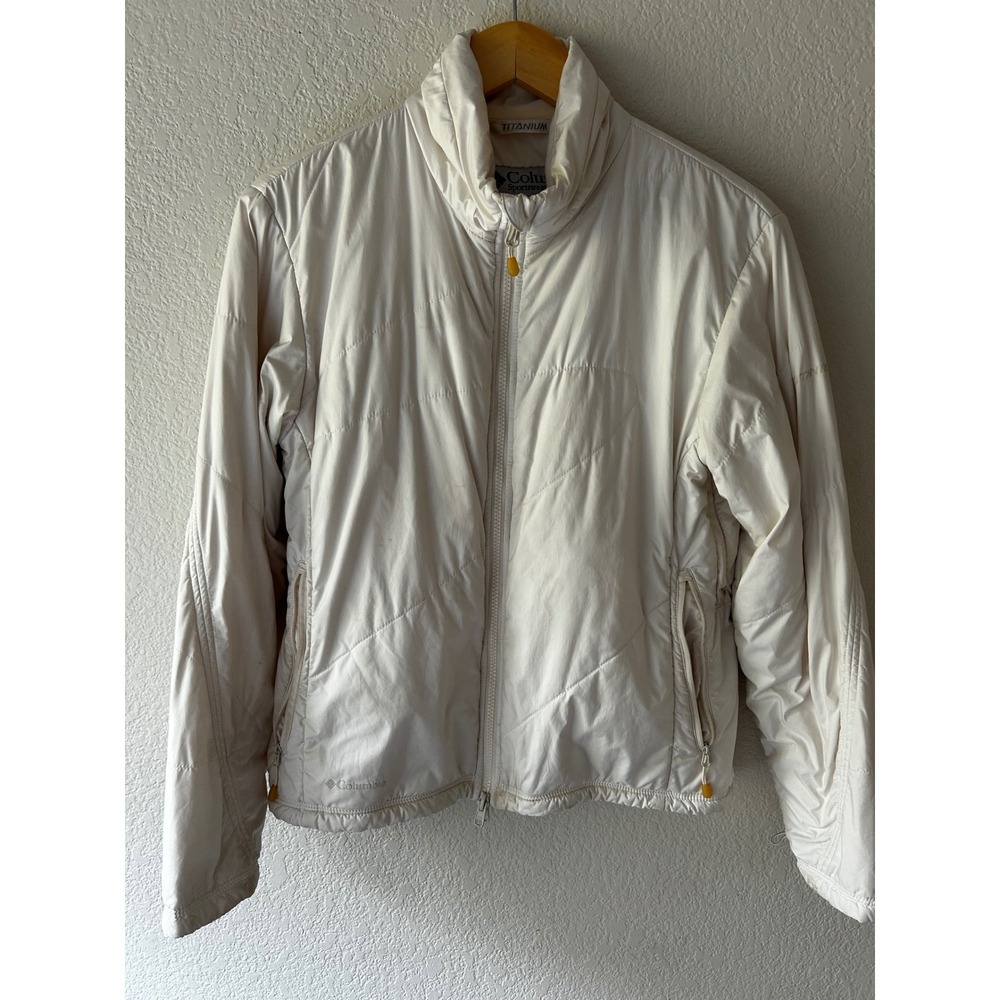 Columbia Titanium Puffer Jacket Womens White Insulated Full Zip Outdoor Coat